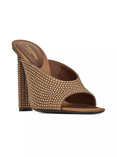 YSL Sept Satin Crepe Rhinestones Mule