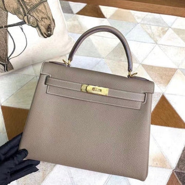 Herm猫s Kelly Bag Greyish Brown