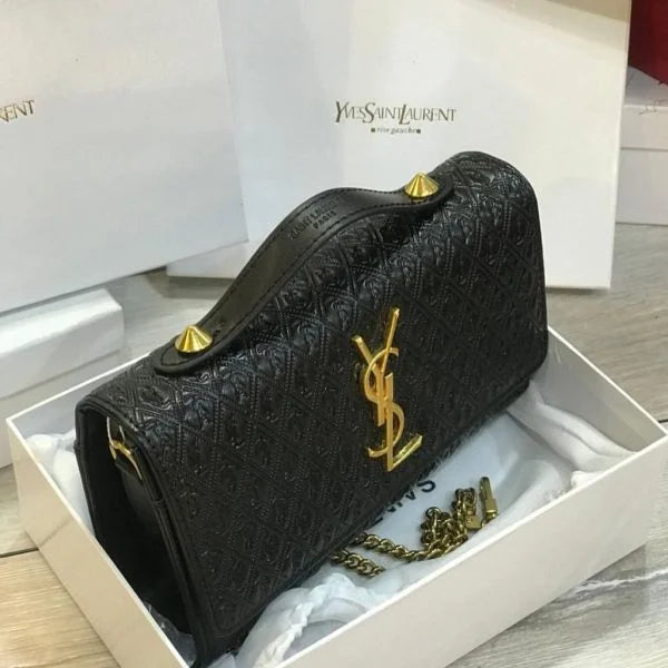 Saint Laurent Leather Chain Wallet Clutch Bags