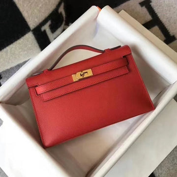 Herm猫s Kelly Pochette Mini Bag Red