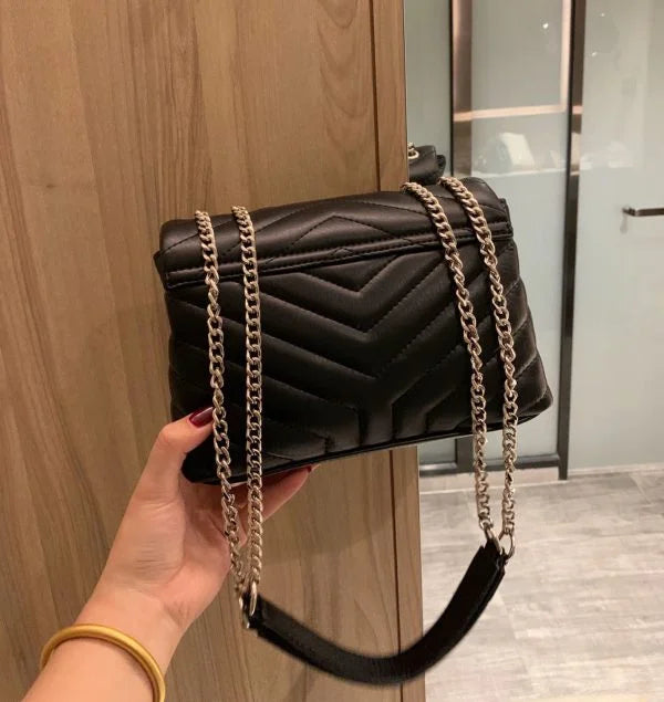 YSL Loulou Small in Matelassé “Y” Leather Bag Silver Hardware