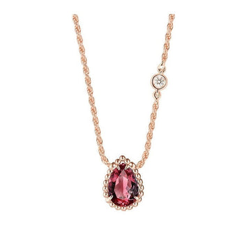 BOHEME CARNELIAN PINK GOLD DIAMOND NECKLACE