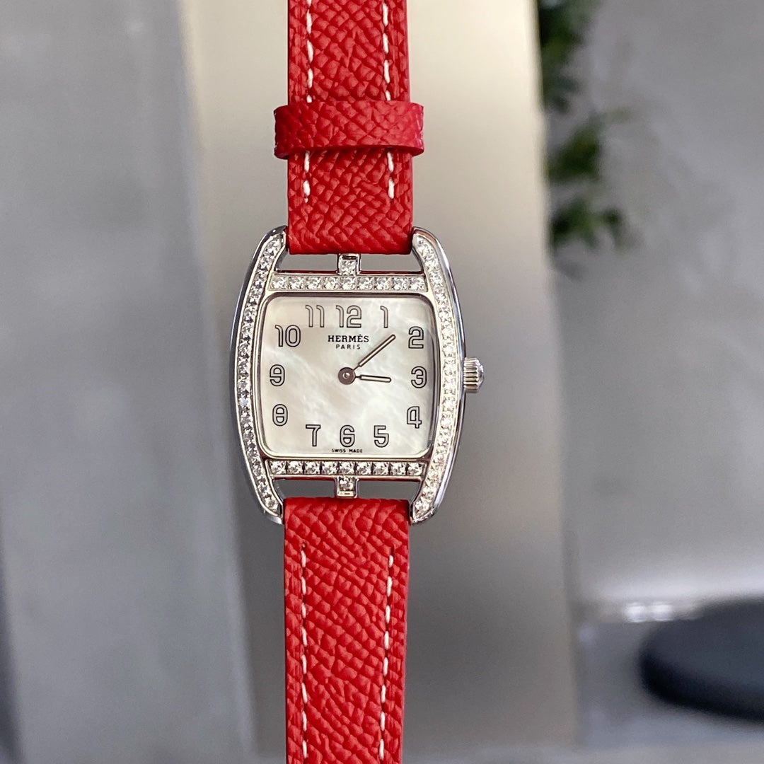 CAPE COD 26 SILVER MOP DIAL DIAMOND BEZEL LEATHER