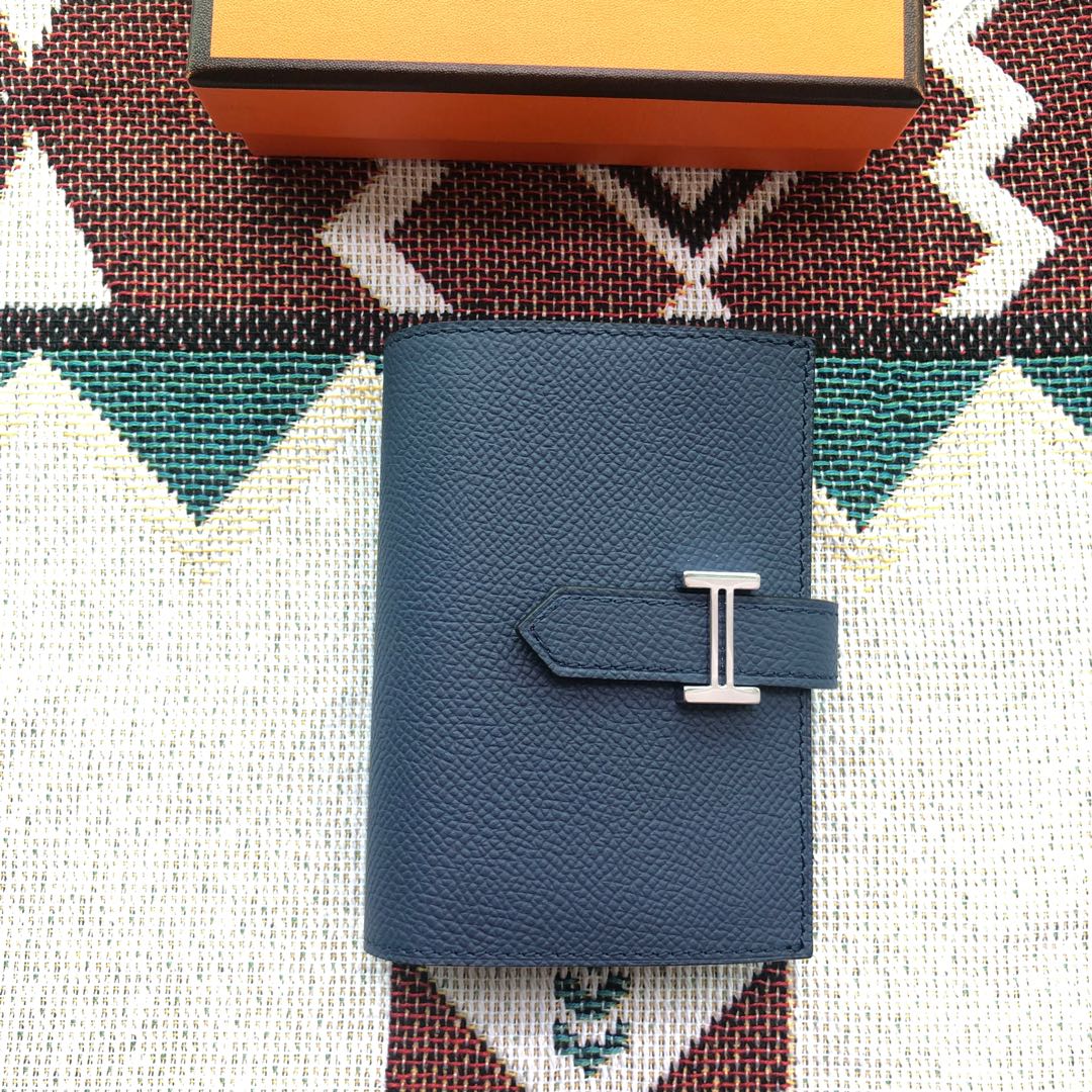 BEARN COMPACT WALLET 12 IN PRUSSIAN BLUE EPSOM LEATHER