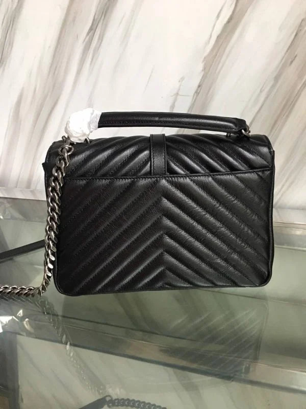 YSL Envelope Leather Handbag in Silver Hardware