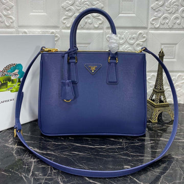 PRA GALLERIA 32 BAG IN NAVY BLUE SAFFIANO LEATHER