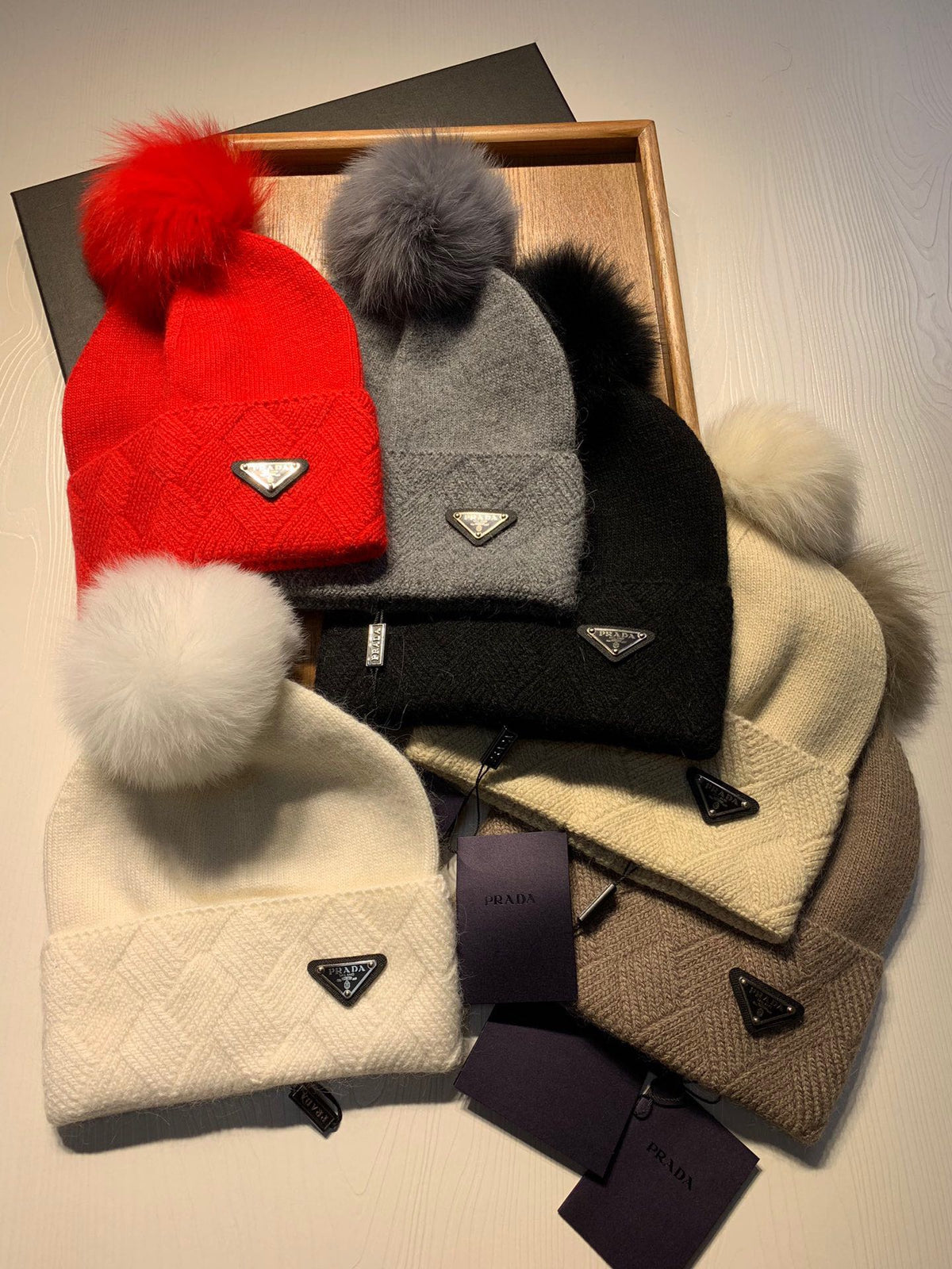 BEANIE HAT IN CAMEL BROWN WOOL AND RABBIT FUR 361437