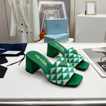 PRA EMBROIDERED SLIDES 65 GREEN FABRIC