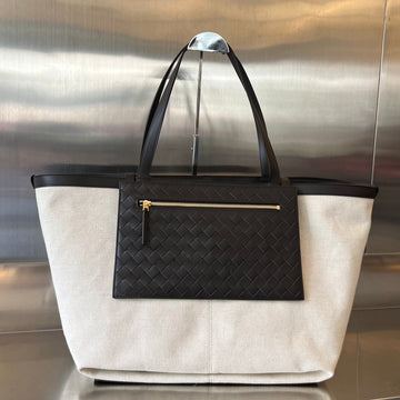 FLIP FLAP 38 IN WHITE CANVAS AND BLACK CALSKIN