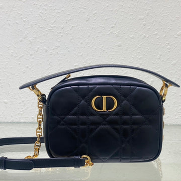 CARO BOX BAG 19 IN BLACK QUILTED MACROCANNAGE CALFSKIN