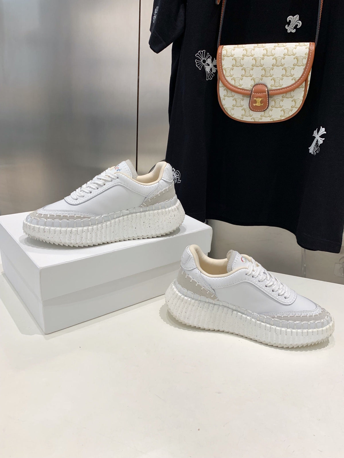 NAMA SNEAKER 5 CM IN WHITE CALFSKIN