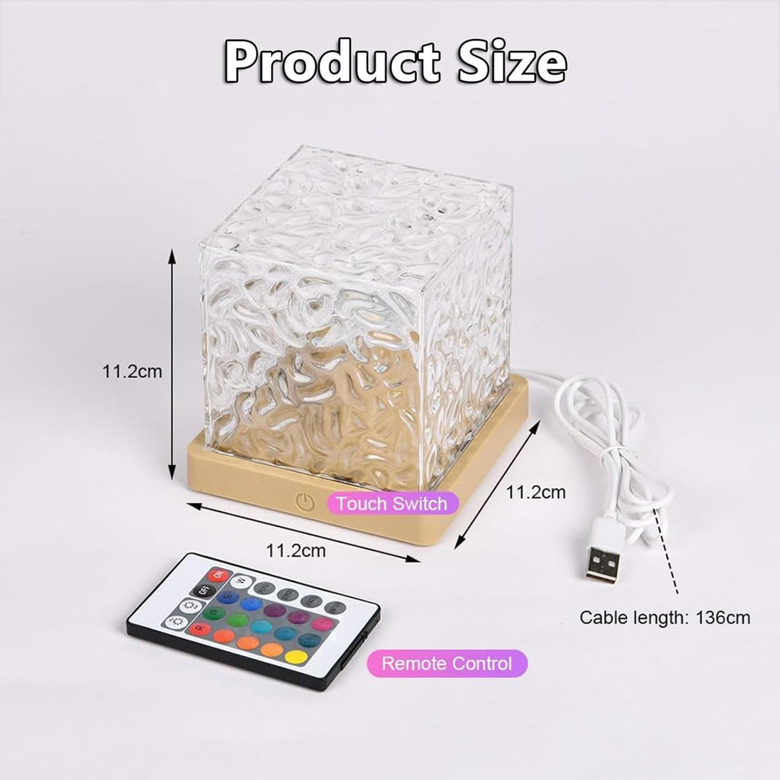 Ocean Wave Projector Light with 16 Colors, Luminorthe Cube Lamp for Kid's Bedroom with Remote, 3D Water Ripple & Aurora Effect, Meditation Night Light Gift, Valentines Gift (Transparent)