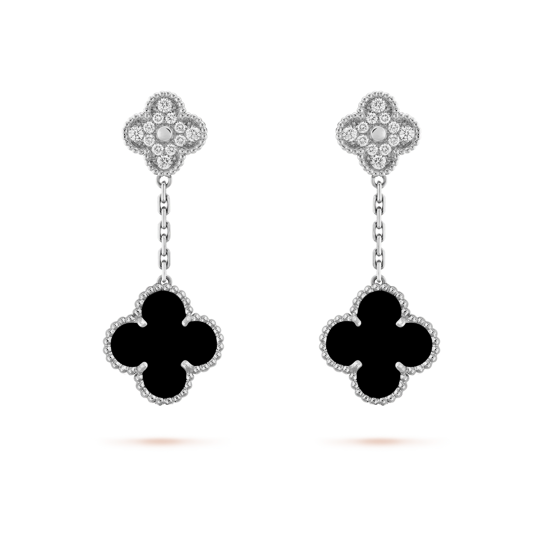 CLOVER DIAMOND AND ONYX EARRINGS