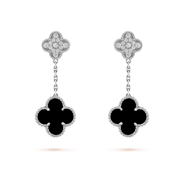 CLOVER DIAMOND AND ONYX EARRINGS