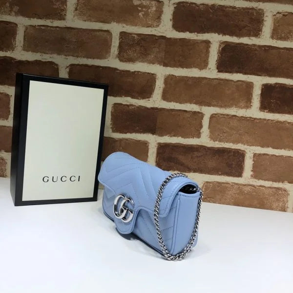 Gucci GG Marmont Matelass茅 Shoulder Bag Sky Blue