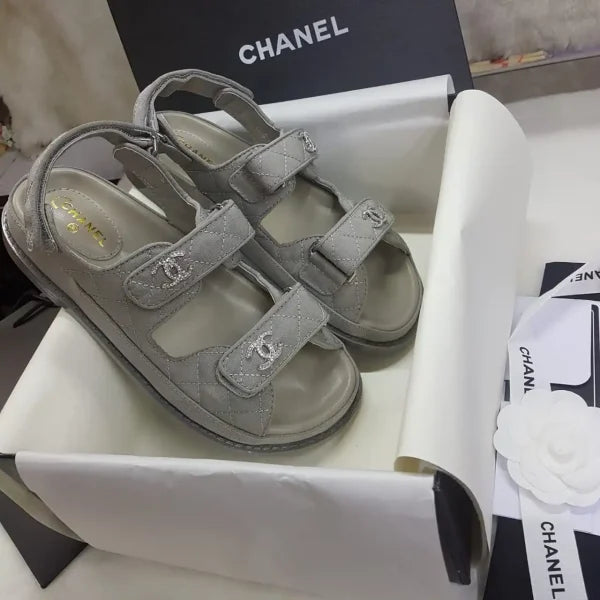 Chanel White Velcro Sandals