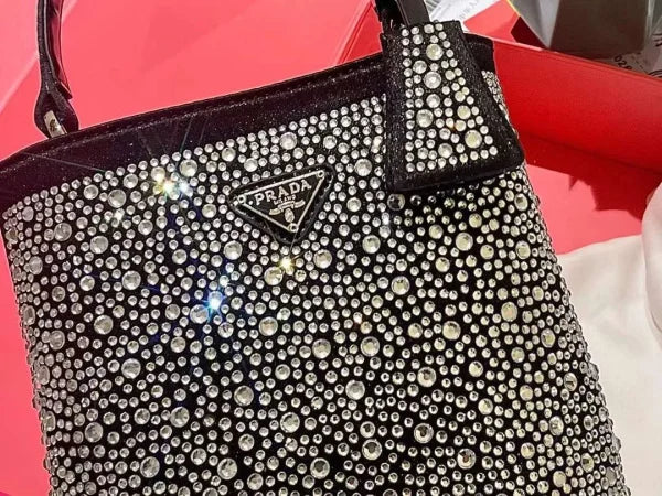 Prada Panier Satin Bag with Crystals