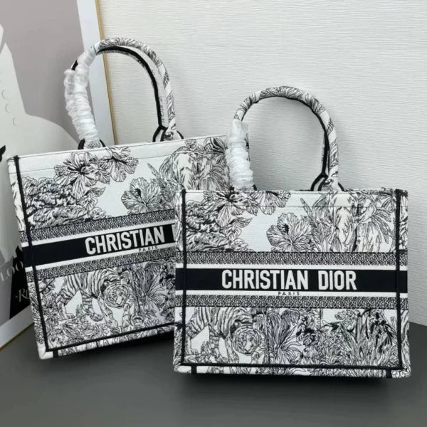Medium Dior Book Tote White Multicolor Etoile de Voyage Embroidery Bag