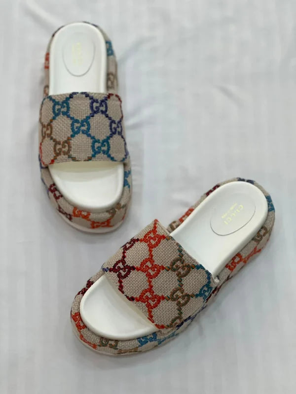 Gucci Angelina GG Canvas Platform Slide Sandal