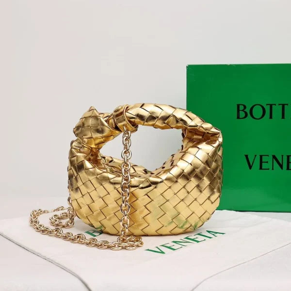 Bottega Veneta Women’s Metallic Woven Leather Knot Handle Crossbody
