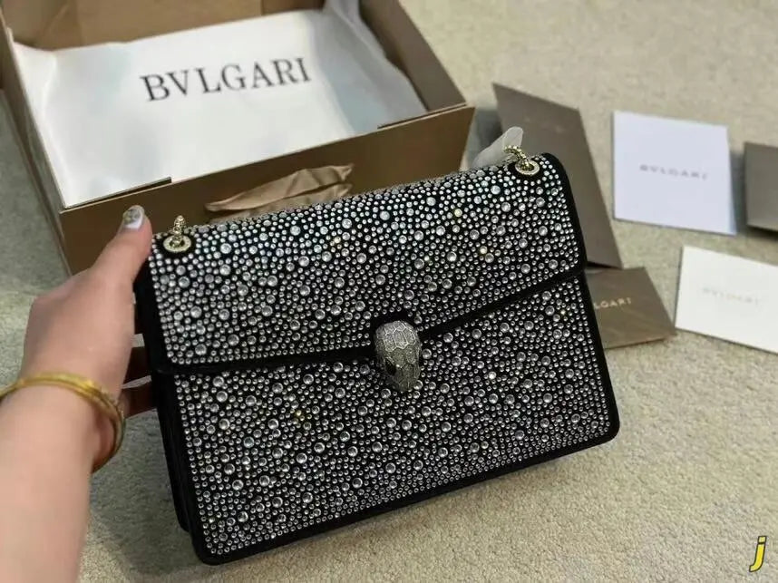 Bvlgari Black Chain Crossbody Lady Purses Tote Women Bag