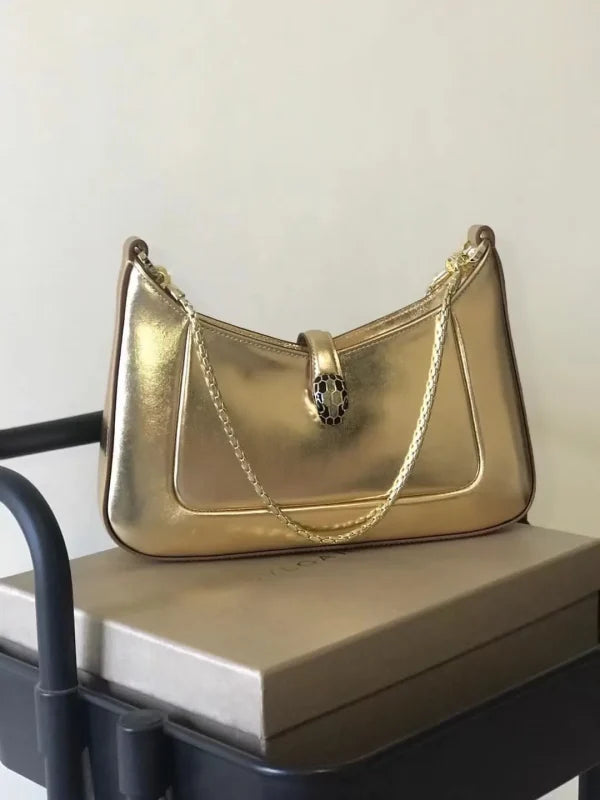 Bvlgari Crocodile Style Leather Bag