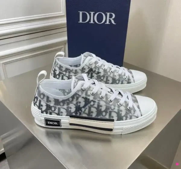 Dior White/Grey Oblique Mesh Sneakers