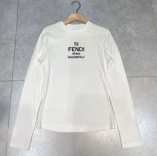 Fendi Crewneck Long-Sleeve Monogram Shirt