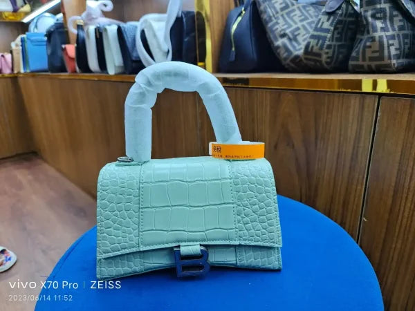 Balenciaga Crocodile Print Leather Handbag