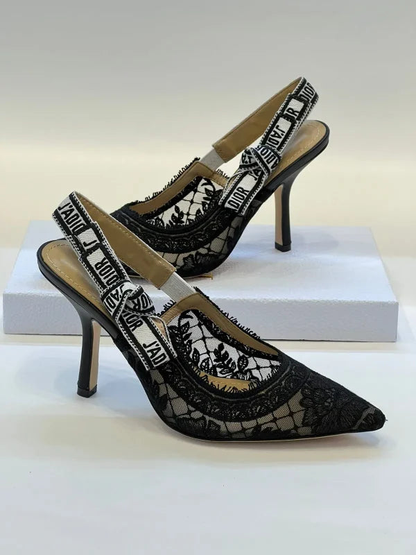 Christian Dior Jadior Transparent Mesh Embroidered Heels