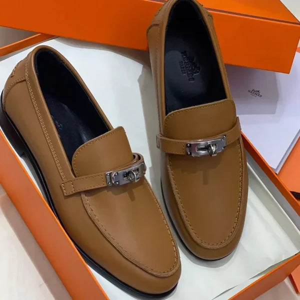 Hermes Mocassin Femme Naturel Epsom Leather Shoes
