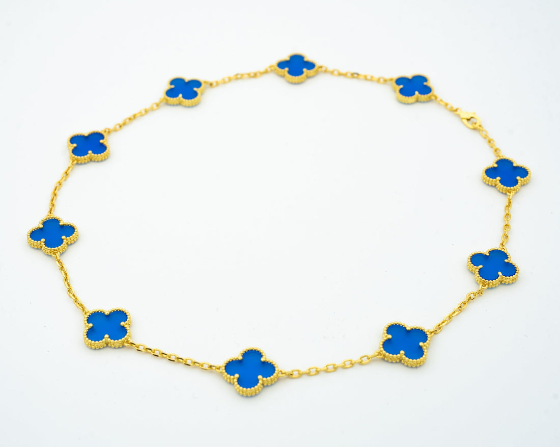 VINTAGE AGATE NECKLACE 10 MOTIFS GOLD