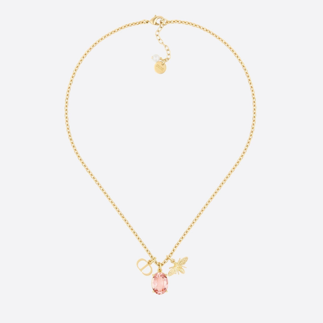 CD GOLD-COLORED METAL WITH WHITE RESIN PEARL NECKLACE