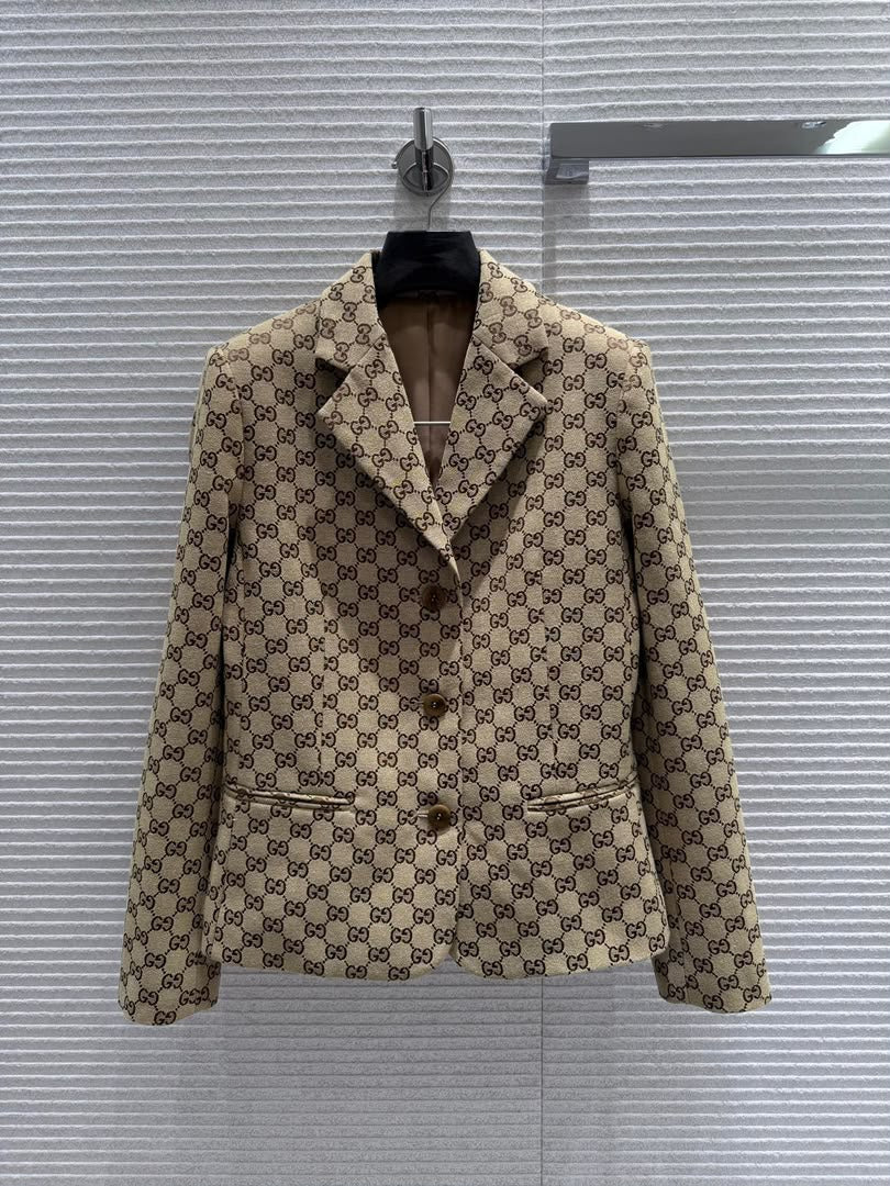 Gucci Monogram Plain Leather Logo Outlet Jackets