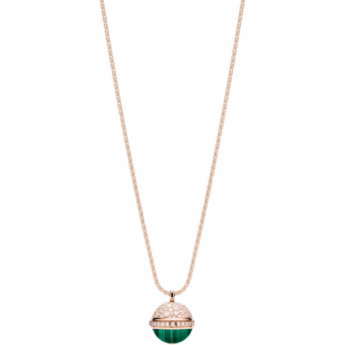 POSSEISSION DIAMOND PINK GOLD MALACHITE NECKLACE