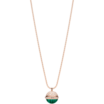 POSSEISSION DIAMOND PINK GOLD MALACHITE NECKLACE