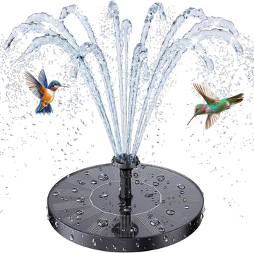 AISITIN Solar Bird Bath Fountain with 6 Nozzles, Solar Powered Floating Water Fountain Pump for Bird Bath, Pond, Pool, Garden, Fish Tank and Outdoor