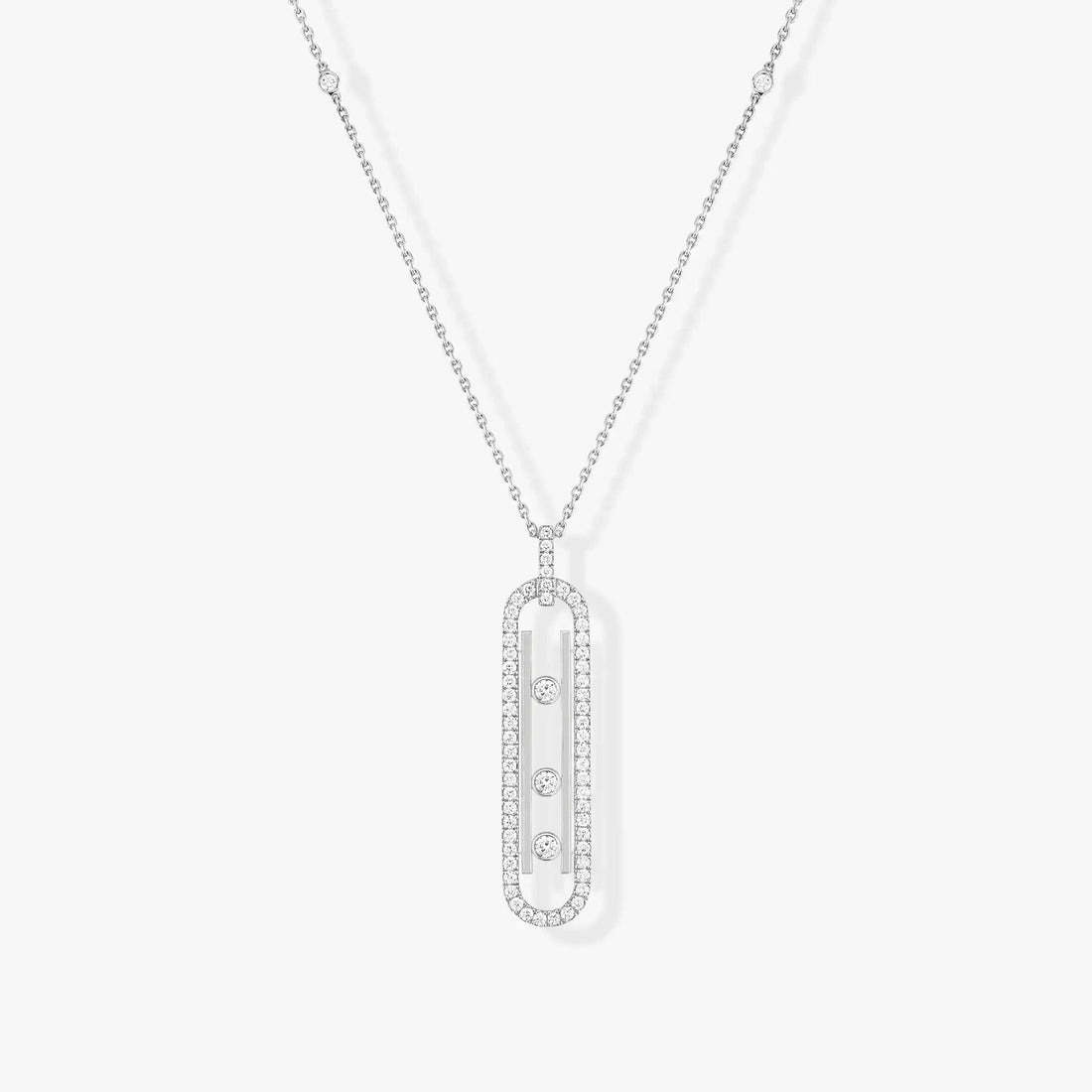 MOVE 10TH PM SILVER DIAMOND NECKLACE