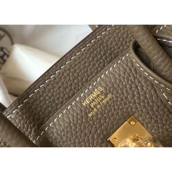 HERM Birkin 25cm Bag In Taupe Clemence Leather GHW