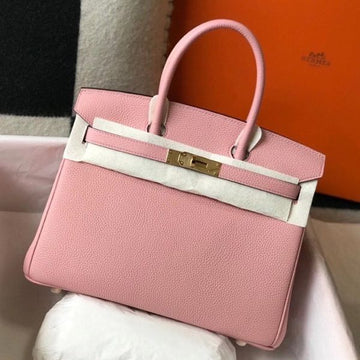 HERM Birkin 35cm Bag In Pink Clemence Leather GHW