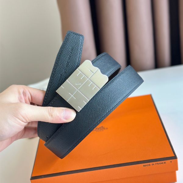 HERM Typo Reversible Belt 32MM in Black Epsom Calfskin