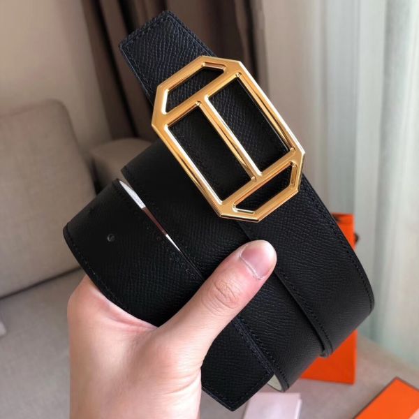 HERM Pad Reversible Belt In Black/White Epsom Leather