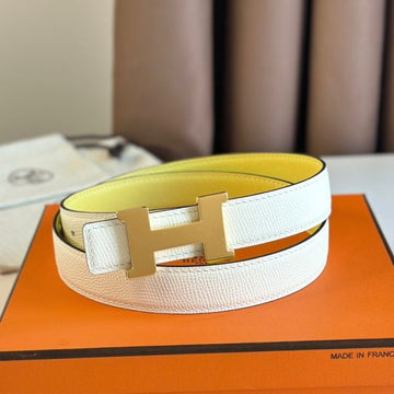 HERM Mini Constance 24mm Belt in White Epsom Leather and Yellow Swift Leather