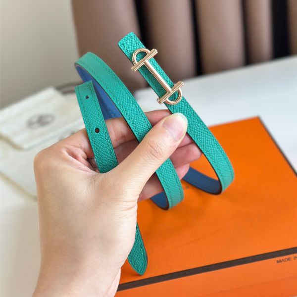 HERM Gamma 13mm Belt in Green Epsom Leather and Blue Swift Leather