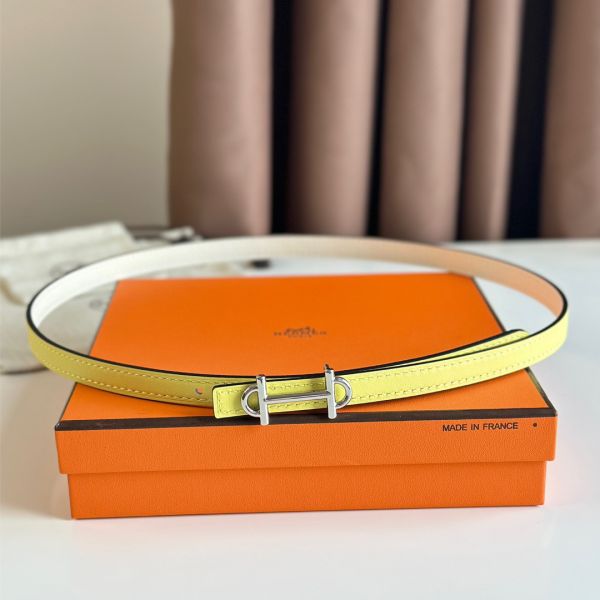 HERM Gamma 13mm Belt in White Epsom Leather and Yellow Swift Leather