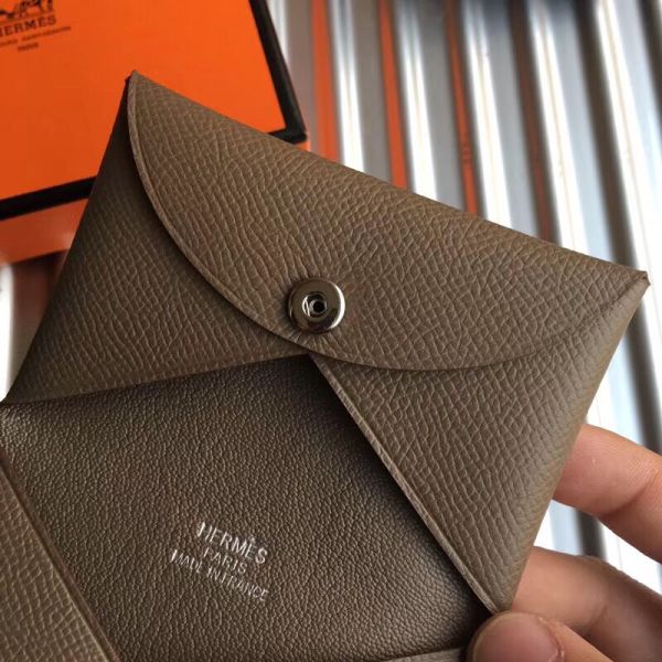 HERM Calvi Card Holder In Taupe Epsom Leather