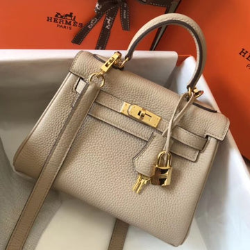 HERM Kelly 20cm Bag In Trench Clemence Leather GHW