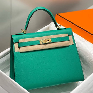 HERM Kelly 25cm Sellier Bag In Vert Jade Epsom Leather