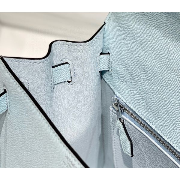 HERM Kelly 28cm Bag In Blue Brume Epsom Leather PHW