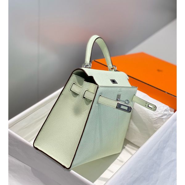 HERM Kelly 28cm Bag In Vert Fizz Epsom Leather PHW